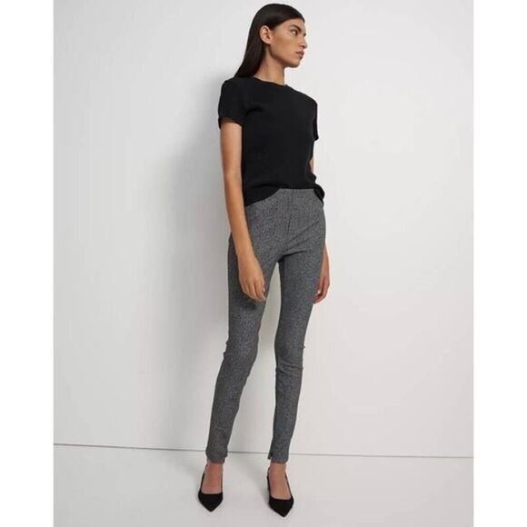 Theory Louise Formation Gray Herringbone Skinny Tapered Ankle Pants size 4 - Picture 3 of 11